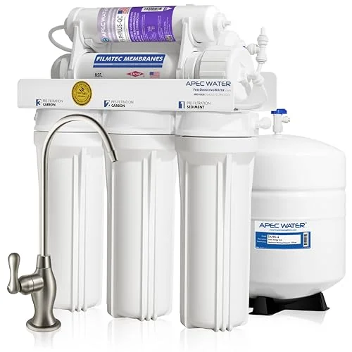 APEC Water RO-PH90 6-stage under-sink reverse osmosis alkaline system, 90 GPD, nickel finish