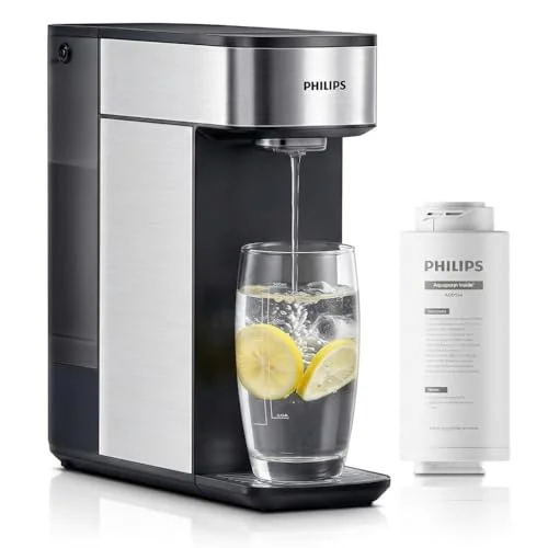 PHILIPS countertop reverse osmosis water filter, installation-free, with 9 ounce per minute flow rate