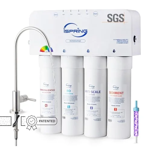iSpring RO5004F-AK UV alkaline tankless reverse osmosis system with filter life monitor